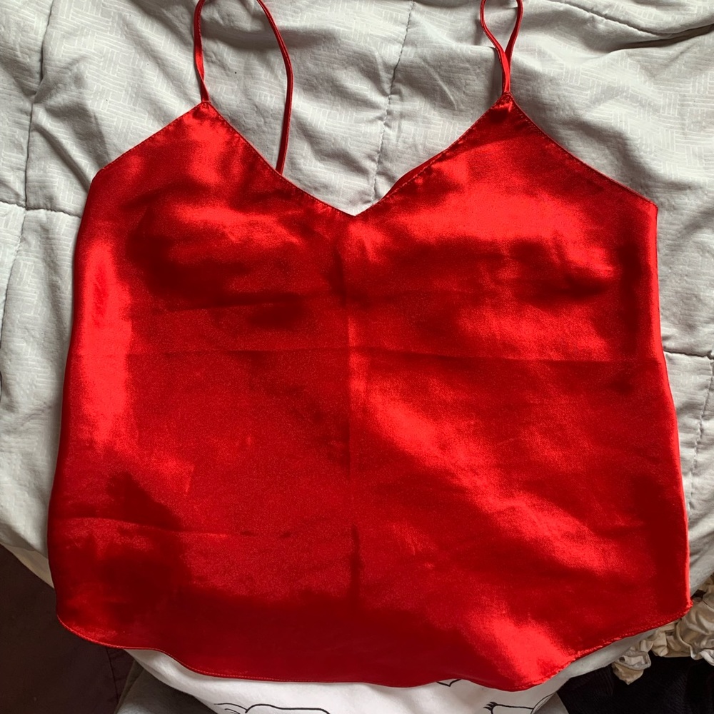 Red satin tank